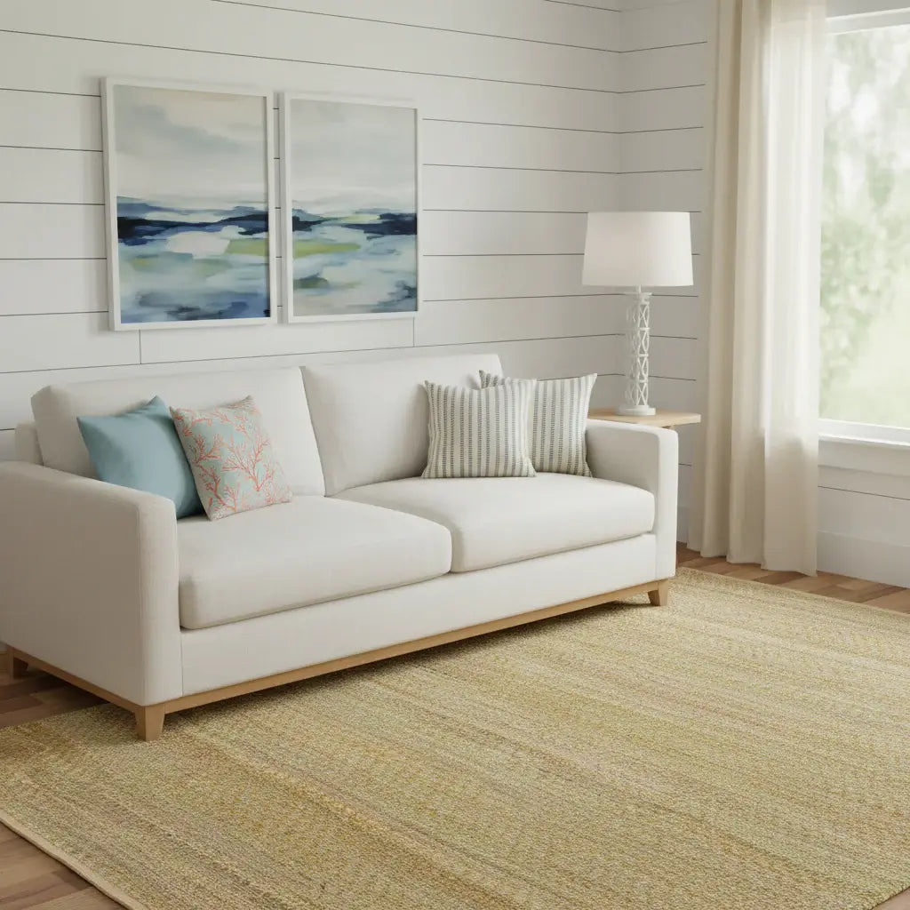 5' X 8' Natural And Green Hand Woven Jute Blend Area Rug - Homeroots - Flyclothing LLC