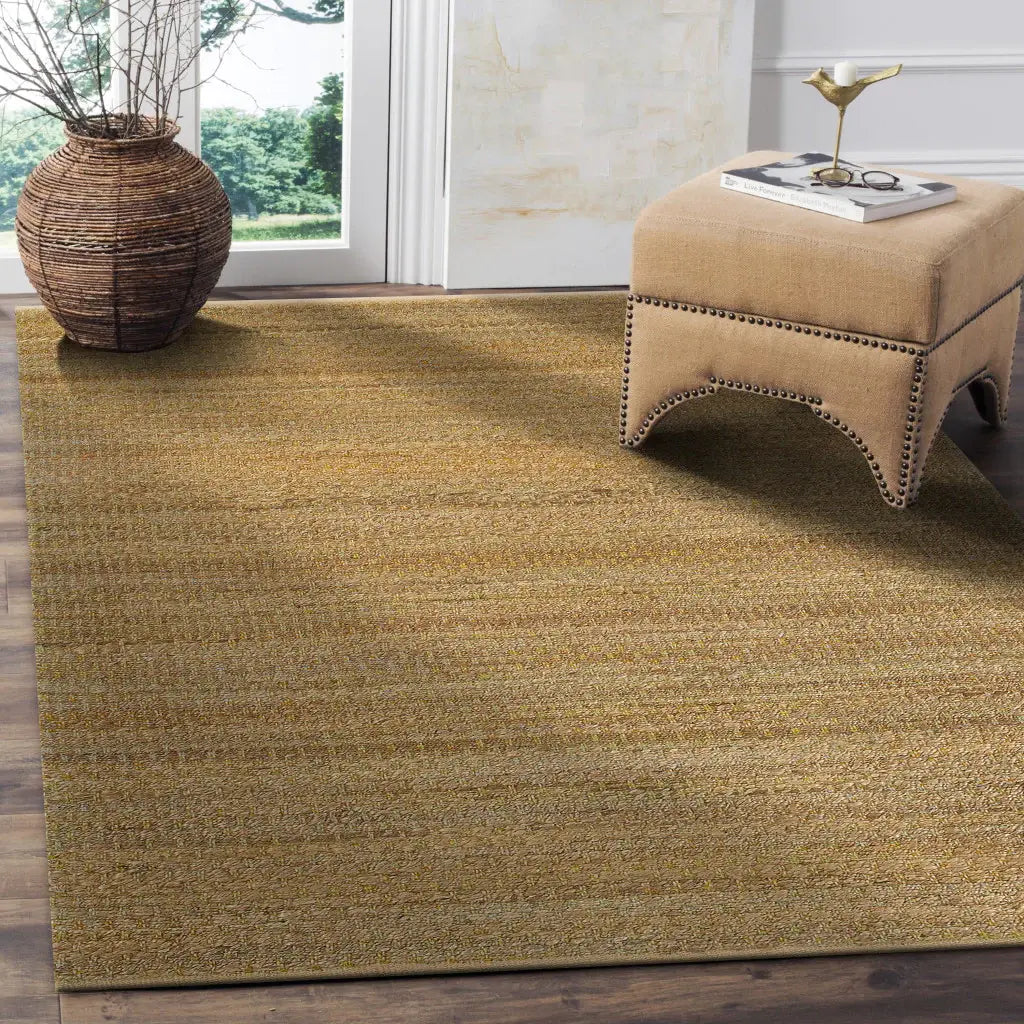5' X 8' Natural And Green Hand Woven Jute Blend Area Rug - Homeroots - Flyclothing LLC
