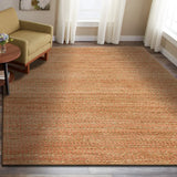 9' X 12' Natural And Pink Jute Hand Woven Area Rug - Homeroots - Flyclothing LLC