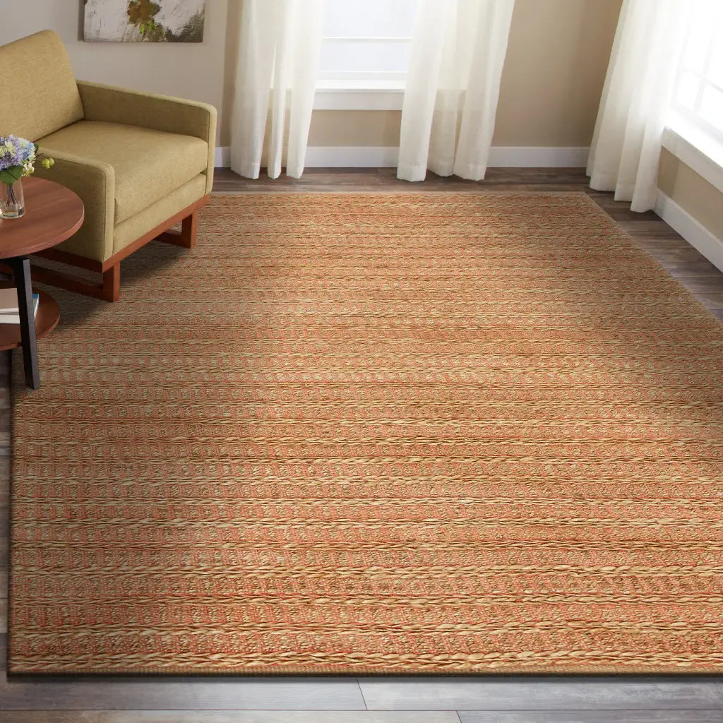 9' X 12' Natural And Pink Jute Hand Woven Area Rug - Homeroots - Flyclothing LLC