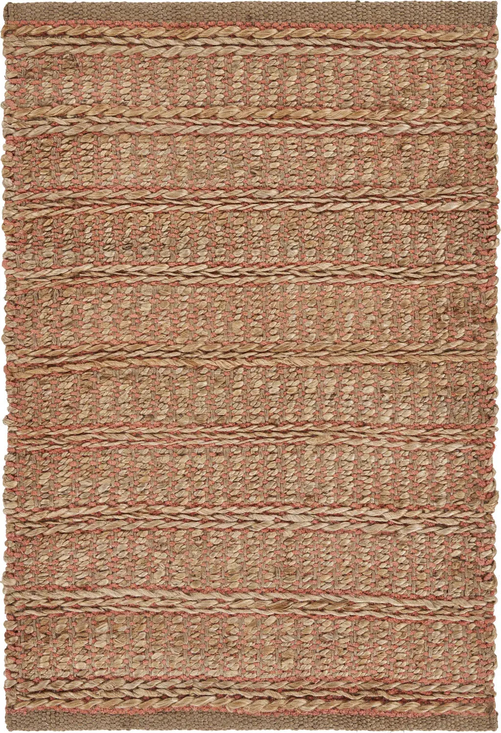 9' X 12' Natural And Pink Jute Hand Woven Area Rug - Homeroots - Flyclothing LLC