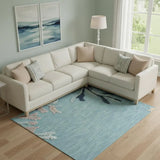 8' X 9' Aqua And Blue Coral Area Rug - Homeroots - Flyclothing LLC