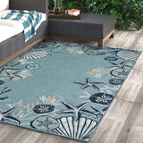 8' X 9' Aqua And Blue Coral Area Rug - Homeroots - Flyclothing LLC