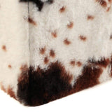 12" Brown and White Faux Fur Cow Print Storage Ottoman - HomeRoots - Flyclothing LLC