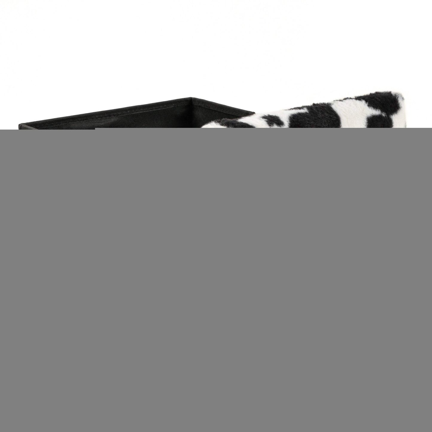 15" Black and White Faux Fur Cow Print Storage Ottoman - HomeRoots - Flyclothing LLC