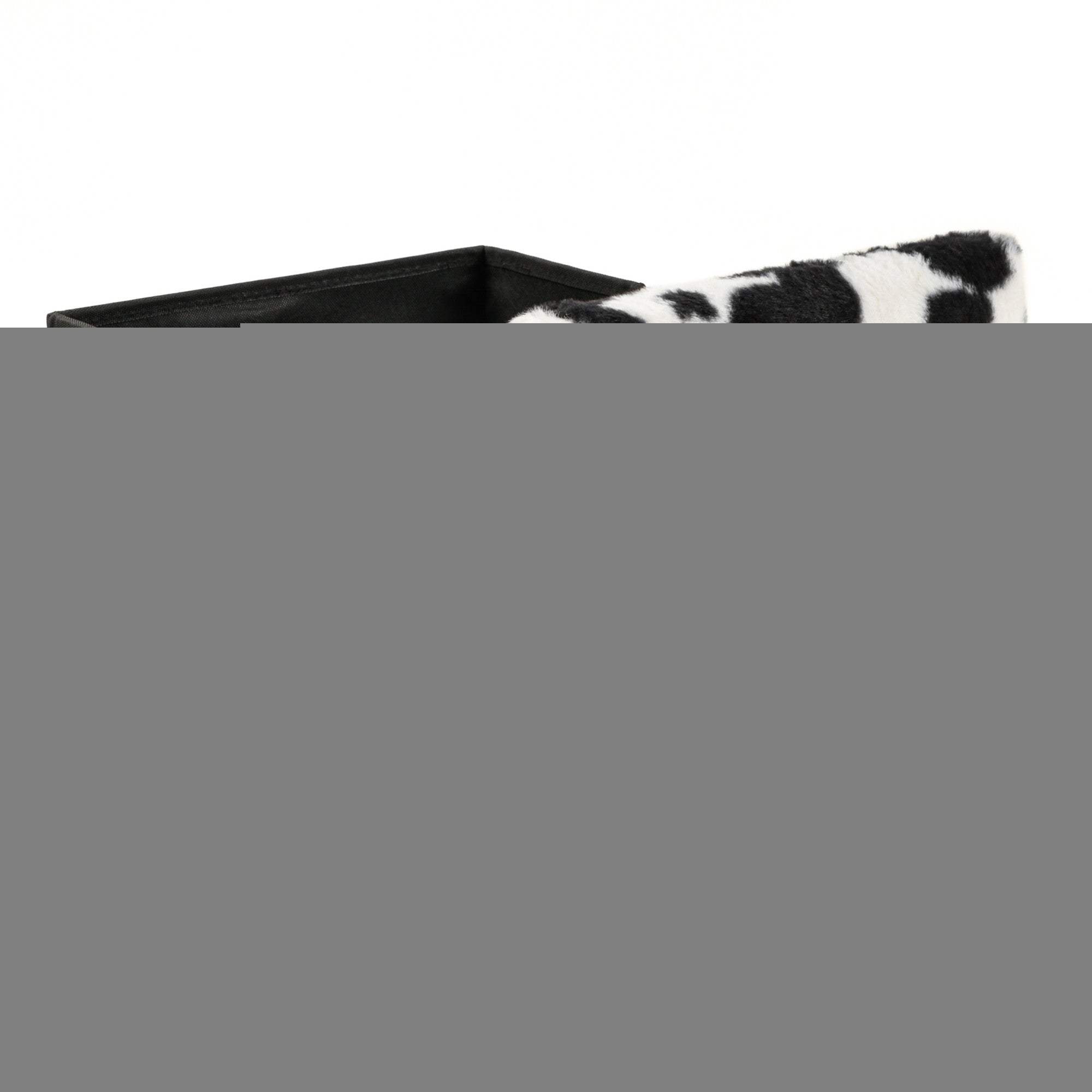 15" Black and White Faux Fur Cow Print Storage Ottoman - HomeRoots - Flyclothing LLC