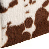 15" White and Brown Faux Fur Cow Print Storage Ottoman - HomeRoots - Flyclothing LLC