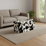 30" Black and White Faux Fur Cow Print Storage Ottoman - HomeRoots - Flyclothing LLC