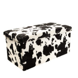 30" Black and White Faux Fur Cow Print Storage Ottoman - HomeRoots - Flyclothing LLC