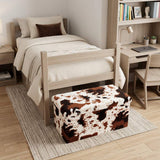 30" White and Brown Faux Fur Cow Print Storage Ottoman - HomeRoots - Flyclothing LLC
