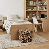 12" Black and Tan Faux Fur Leopard Storage Ottoman - HomeRoots - Flyclothing LLC