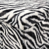 12" Black and White Faux Fur Zebra Storage Ottoman - HomeRoots - Flyclothing LLC