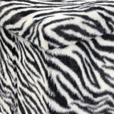12" Black and White Faux Fur Zebra Storage Ottoman - HomeRoots - Flyclothing LLC