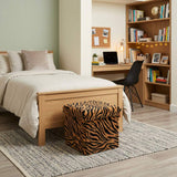 12" Black and Tan Faux Fur Tiger Storage Ottoman - HomeRoots - Flyclothing LLC