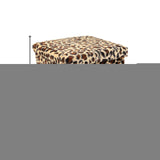 15" Tan and Black Faux Fur Leopard Storage Ottoman - HomeRoots - Flyclothing LLC