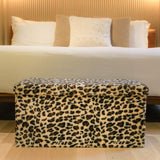 30" Tan and Black Faux Fur Leopard Storage Ottoman - HomeRoots - Flyclothing LLC