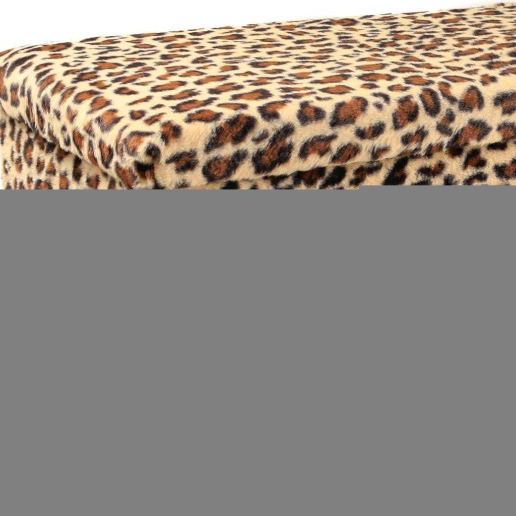 30" Tan and Black Faux Fur Leopard Storage Ottoman - HomeRoots - Flyclothing LLC