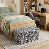 30" Black and White Faux Fur Zebra Storage Ottoman - HomeRoots - Flyclothing LLC