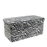 30" Black and White Faux Fur Zebra Storage Ottoman - HomeRoots - Flyclothing LLC