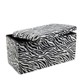 30" Black and White Faux Fur Zebra Storage Ottoman - HomeRoots - Flyclothing LLC