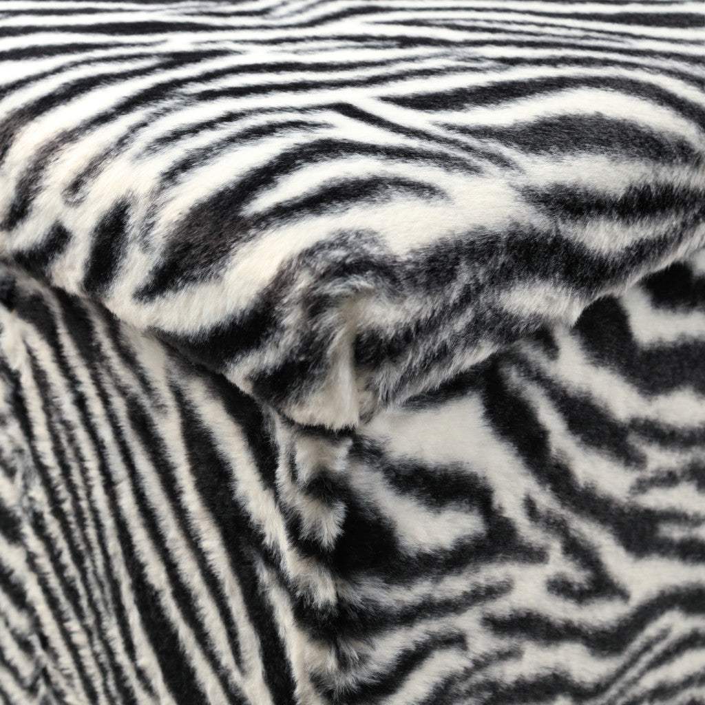 30" Black and White Faux Fur Zebra Storage Ottoman - HomeRoots - Flyclothing LLC