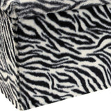 30" Black and White Faux Fur Zebra Storage Ottoman - HomeRoots - Flyclothing LLC