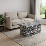 30" Black and White Faux Fur Zebra Storage Ottoman - HomeRoots - Flyclothing LLC