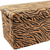 30" Black and Tan Faux Fur Tiger Storage Ottoman - HomeRoots - Flyclothing LLC