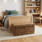 30" Black and Tan Faux Fur Tiger Storage Ottoman - HomeRoots - Flyclothing LLC