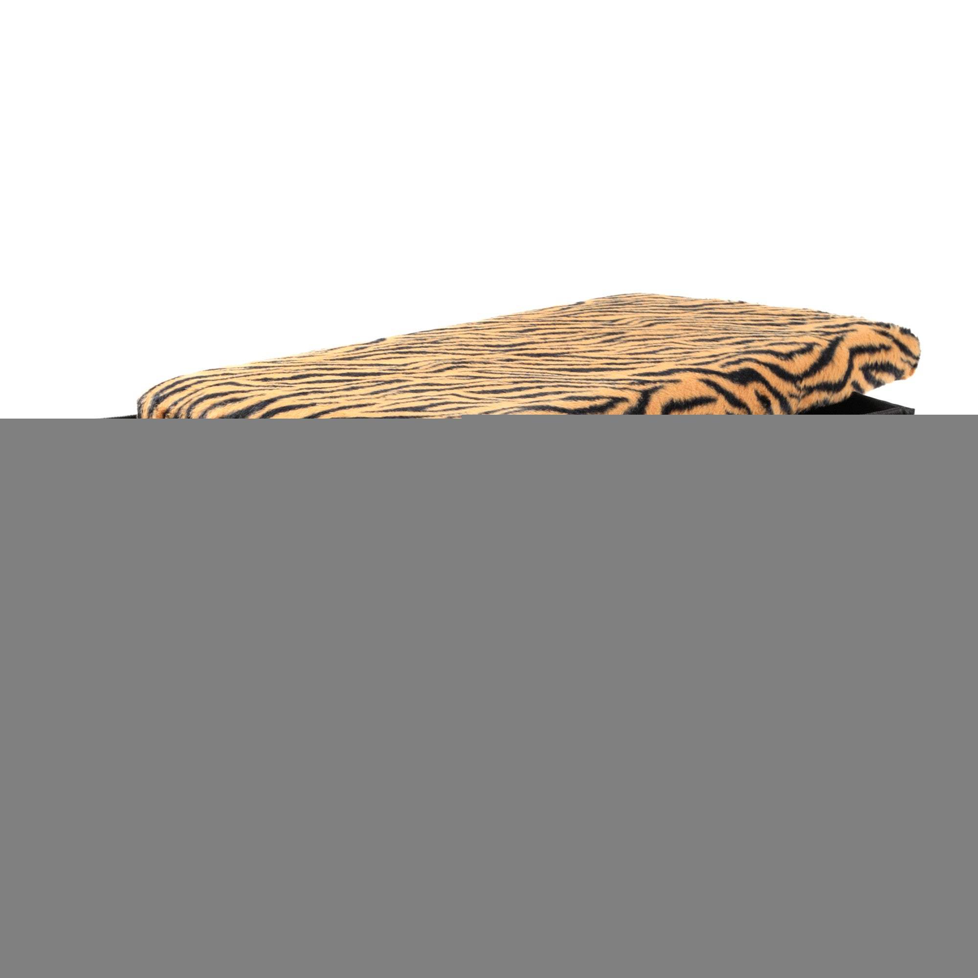 30" Black and Tan Faux Fur Tiger Storage Ottoman - HomeRoots - Flyclothing LLC