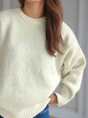 Round Neck Long Sleeve Sweater - Trendsi
