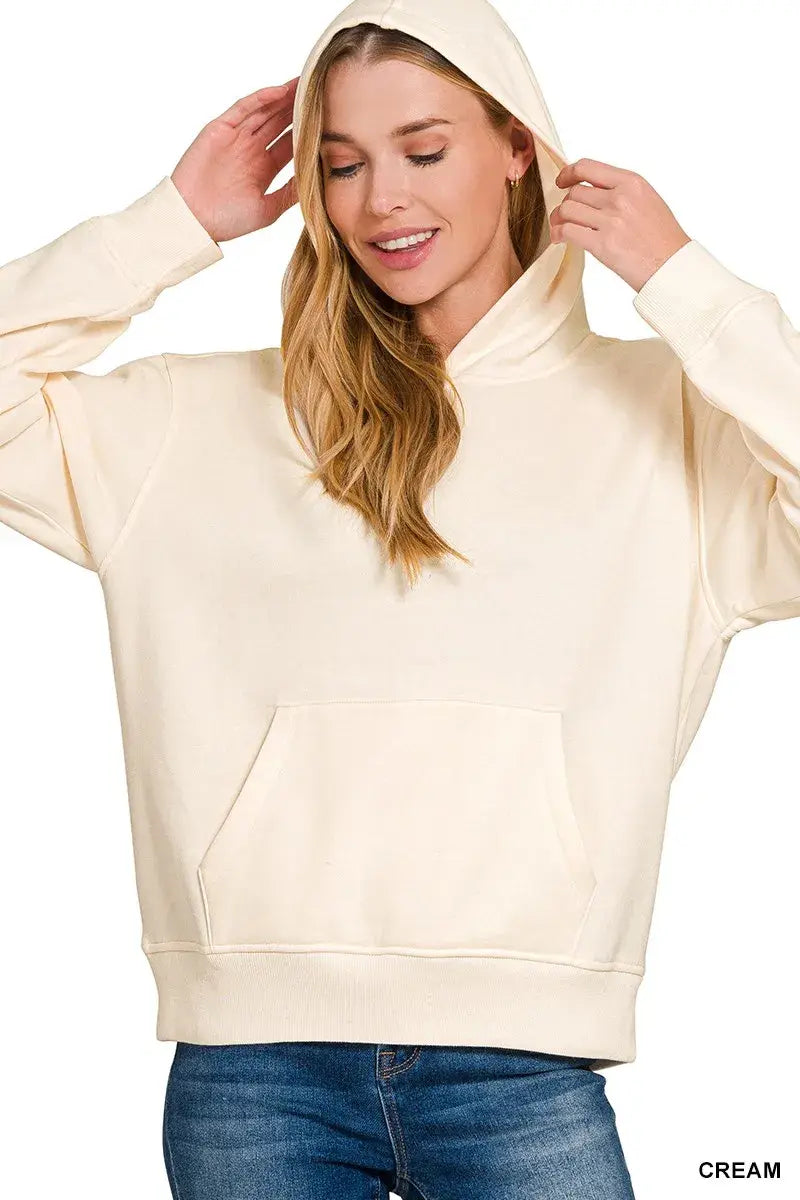 Zenana Fleece Kangaroo Pocket Hoodie - Trendsi - Flyclothing LLC
