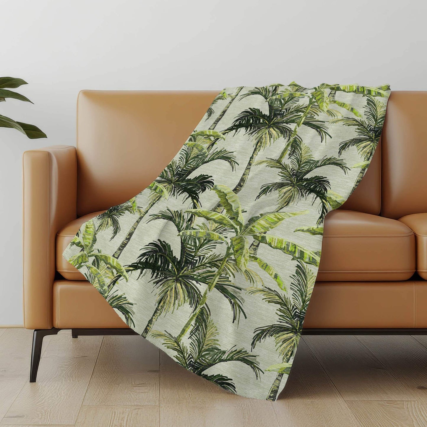 50" X 70" Green Palm Tree Microfiber Plush Throw Blanket - Homeroots - Flyclothing LLC
