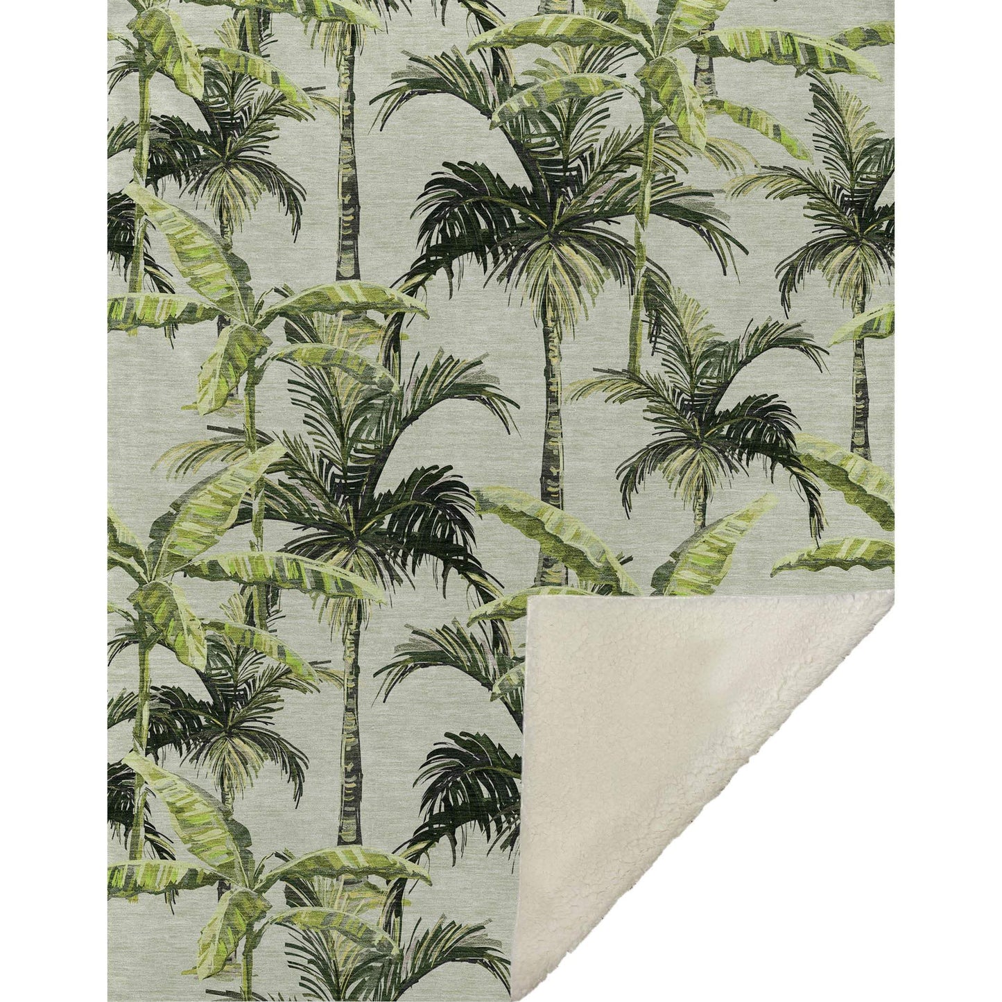 50" X 70" Green Palm Tree Microfiber Plush Throw Blanket - Homeroots - Flyclothing LLC