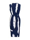 Printed Surplice Sleeveless Knee Length Dress - Trendsi - Flyclothing LLC