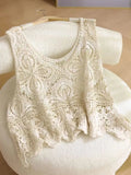 Cutout Scoop Neck Sleeveless Knit Cover Up - Trendsi