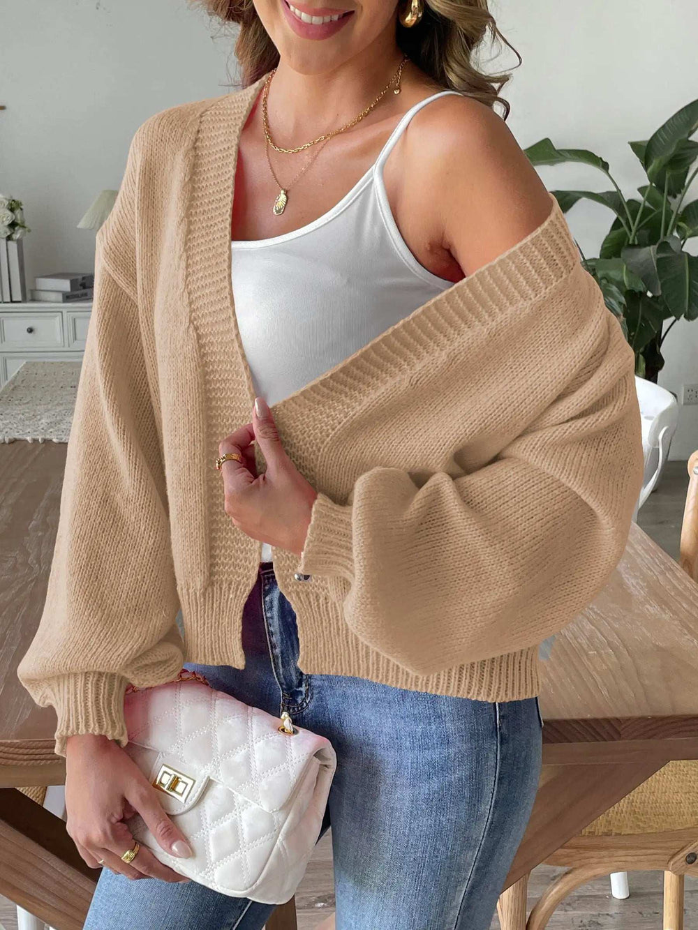 Open Front Long Sleeve Cardigan - Trendsi - Flyclothing LLC