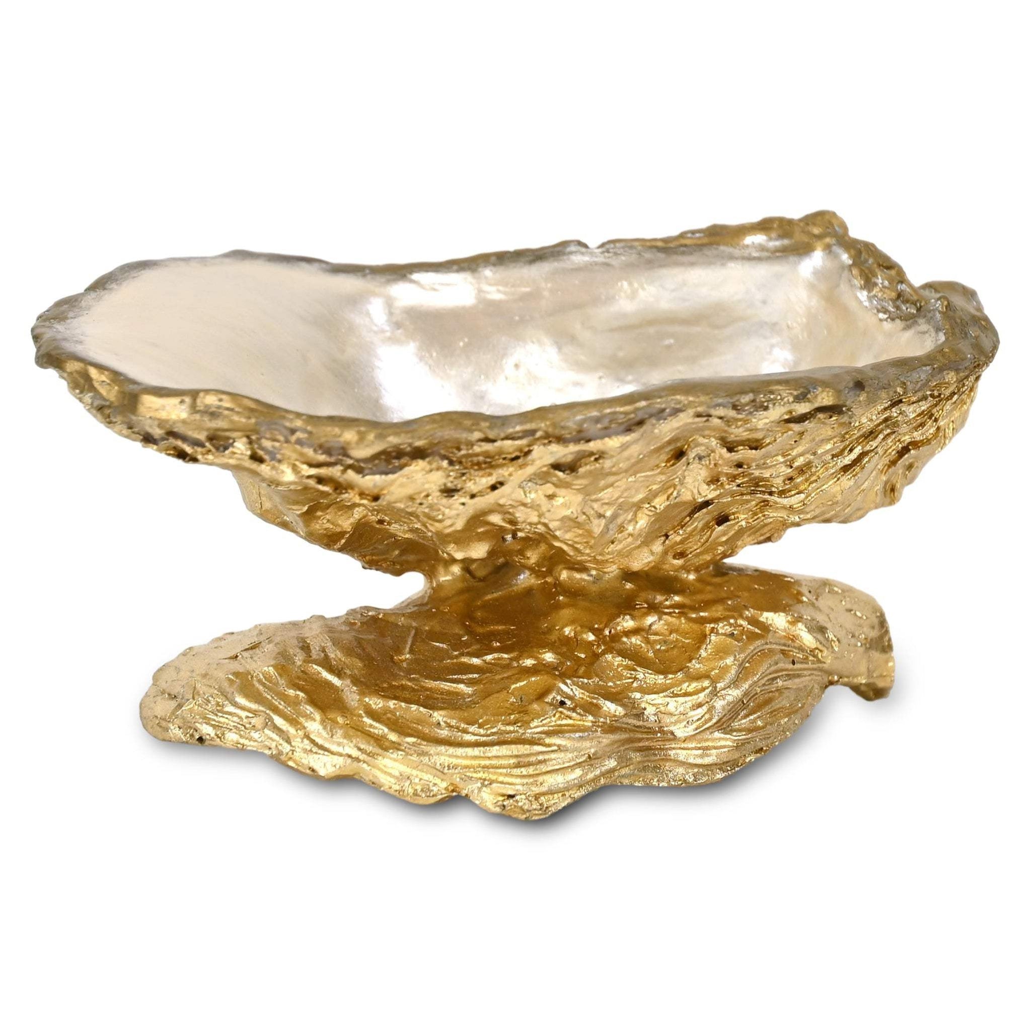 5" Gold And Pearl Resin Handmade Shell Trinket Tray - HomeRoots - Flyclothing LLC