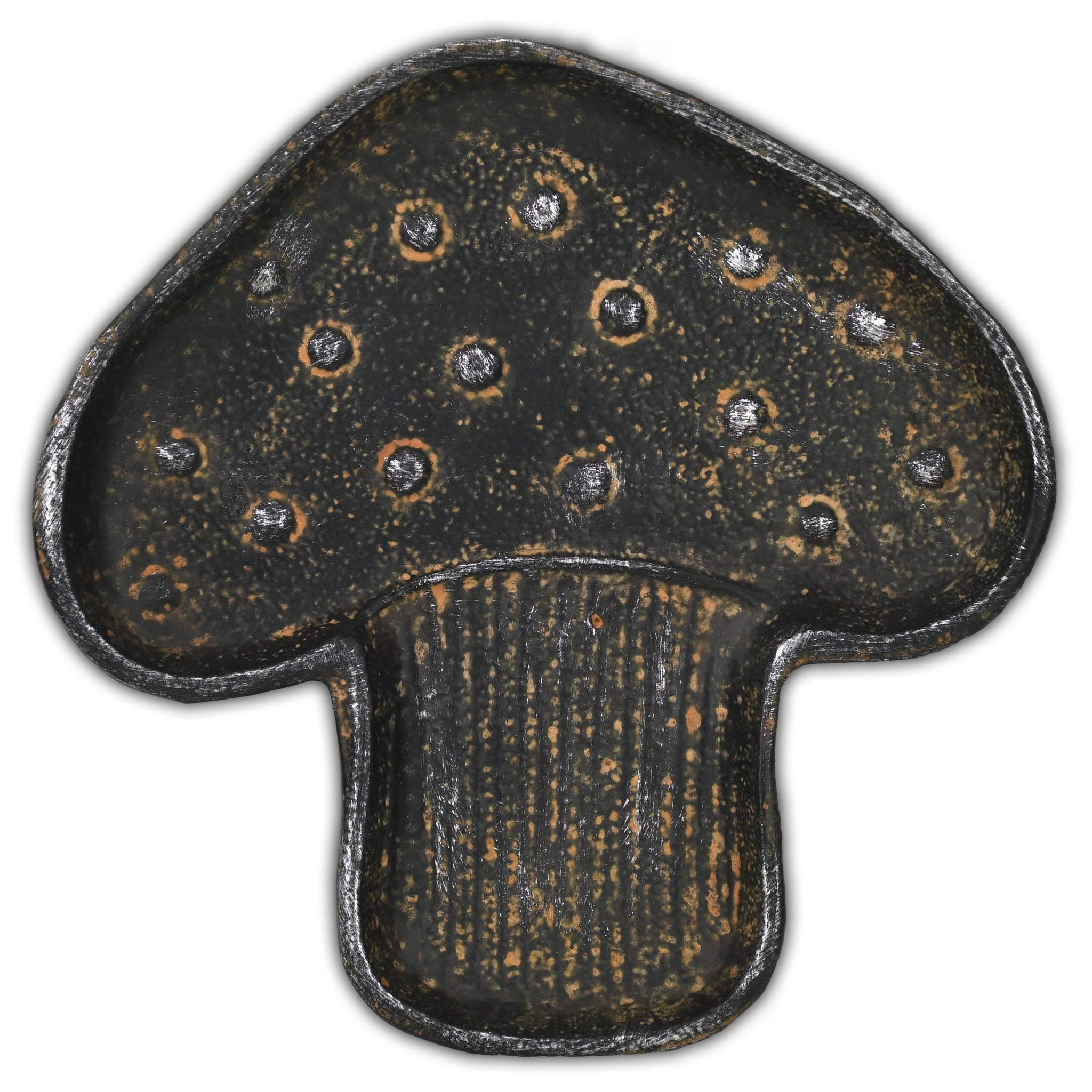 7" Black And Gold Cast Iron Handmade Mushroom Trinket Tray - HomeRoots - Flyclothing LLC