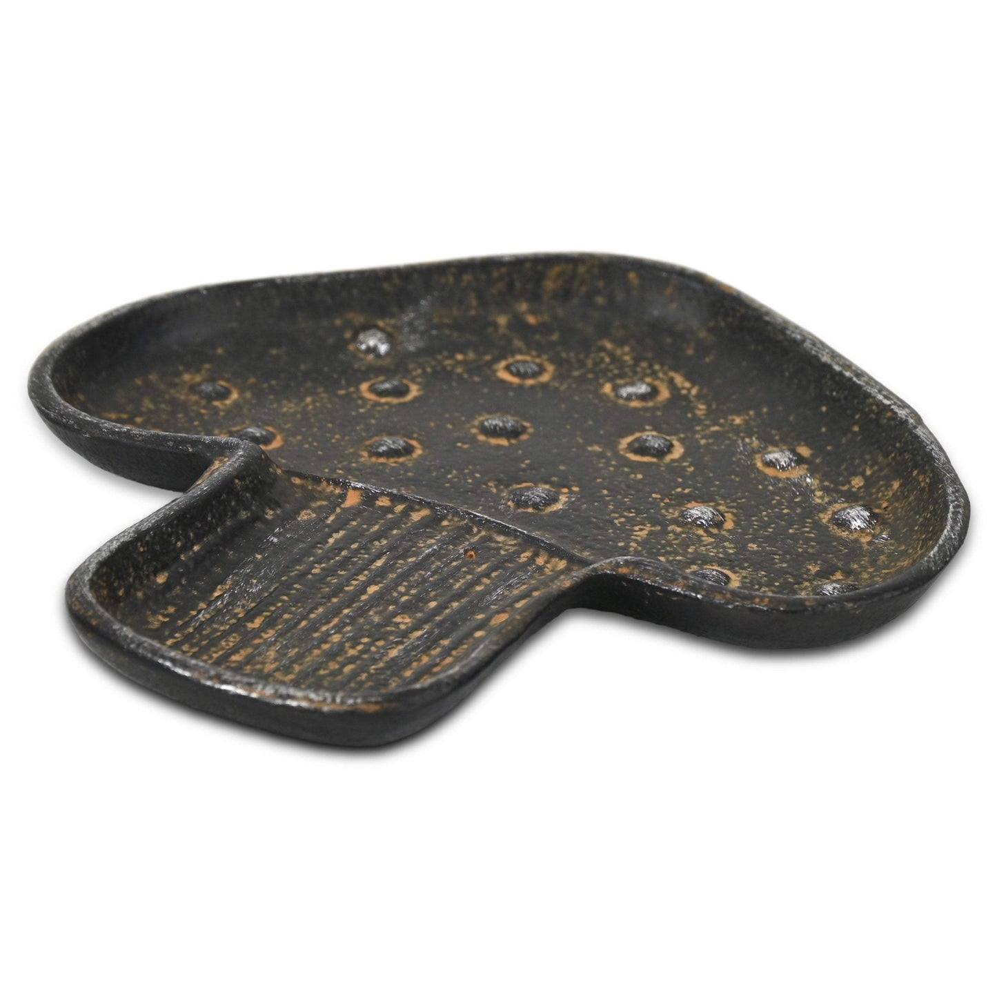 7" Black And Gold Cast Iron Handmade Mushroom Trinket Tray - HomeRoots - Flyclothing LLC