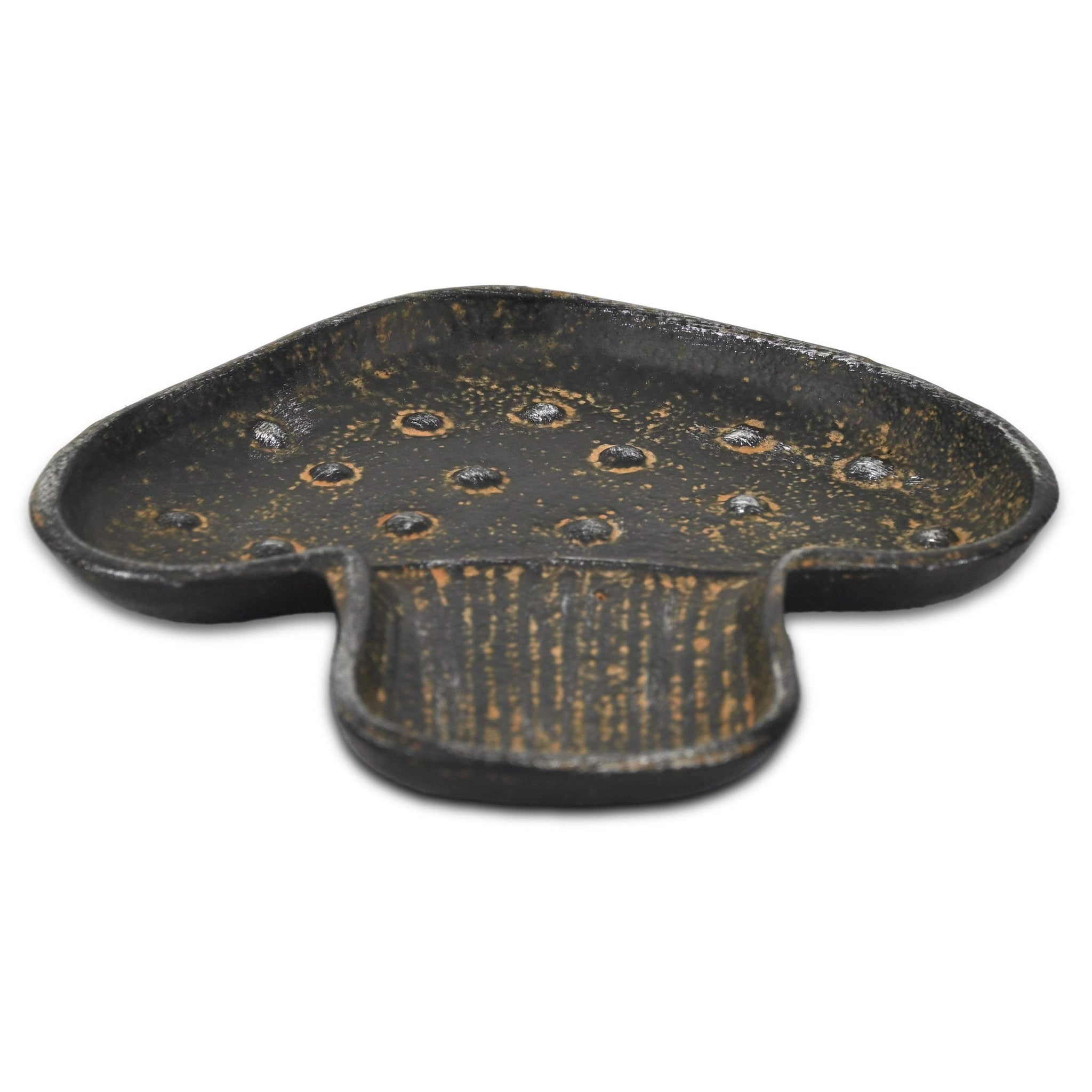 7" Black And Gold Cast Iron Handmade Mushroom Trinket Tray - HomeRoots - Flyclothing LLC