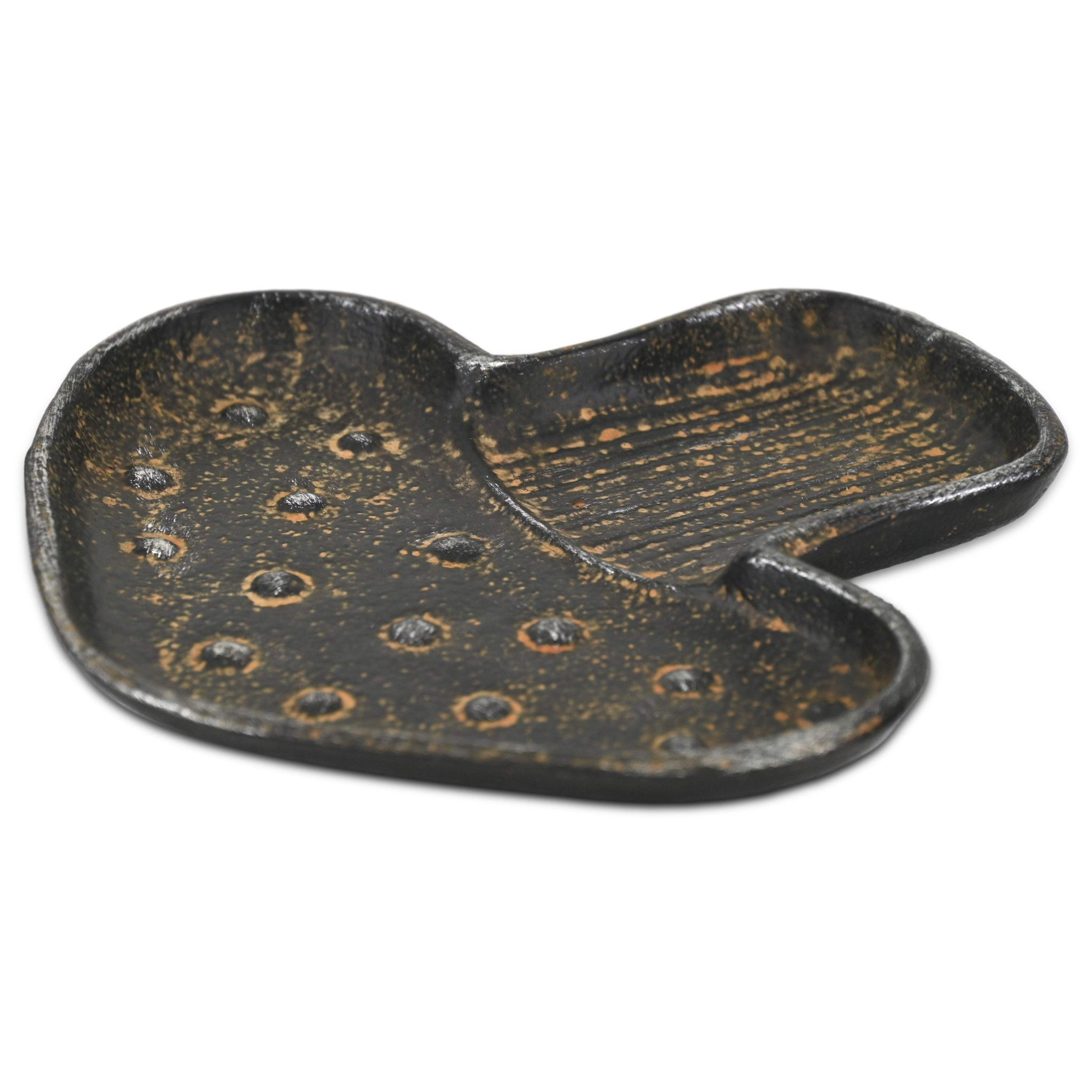 7" Black And Gold Cast Iron Handmade Mushroom Trinket Tray - HomeRoots - Flyclothing LLC