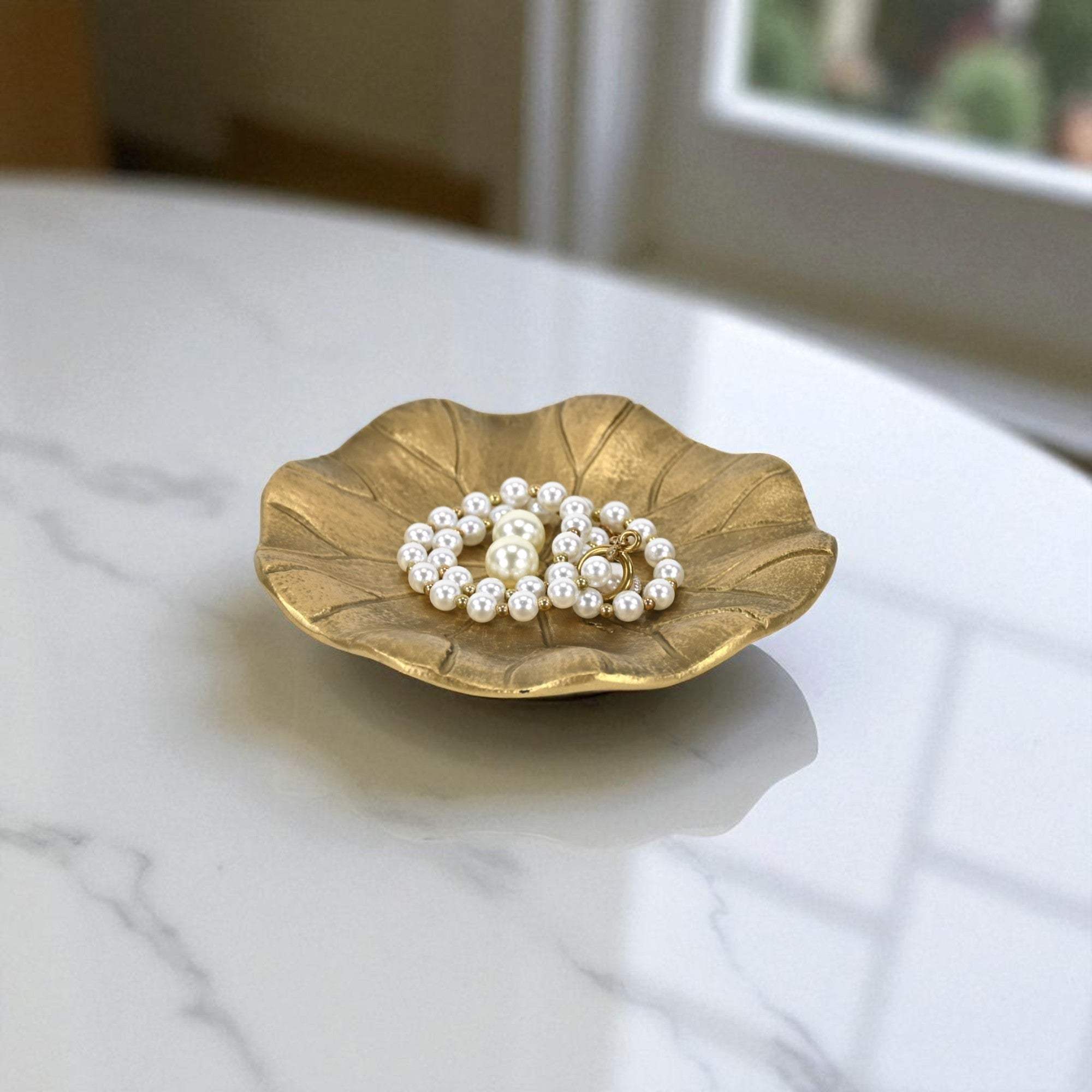 6" Gold Cast Iron Lily Pad Trinket Tray - HomeRoots - Flyclothing LLC