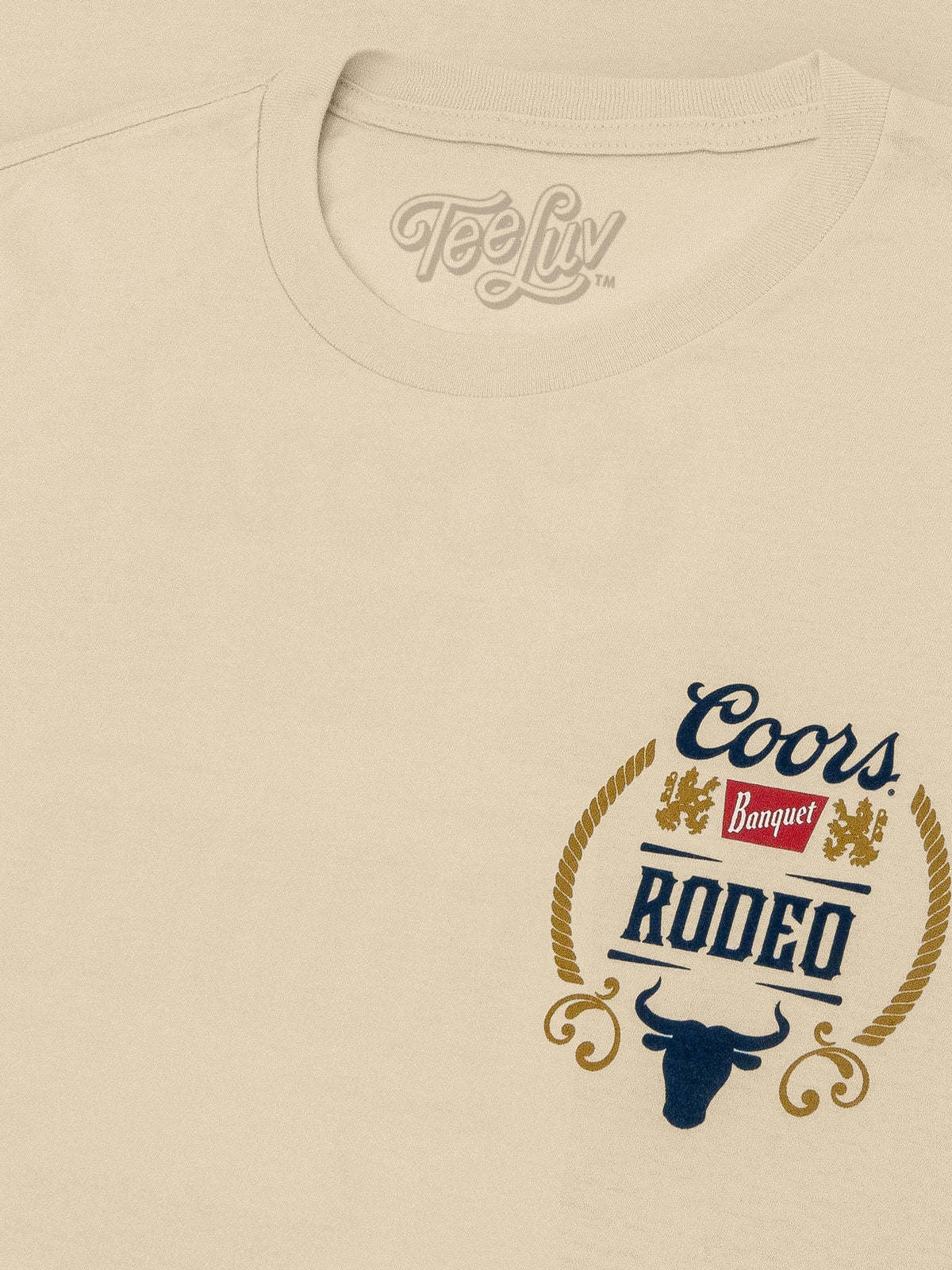 Coors Banquet Rodeo Bull Beer Front and Back T-Shirt - Cream - Tee Luv - Flyclothing LLC