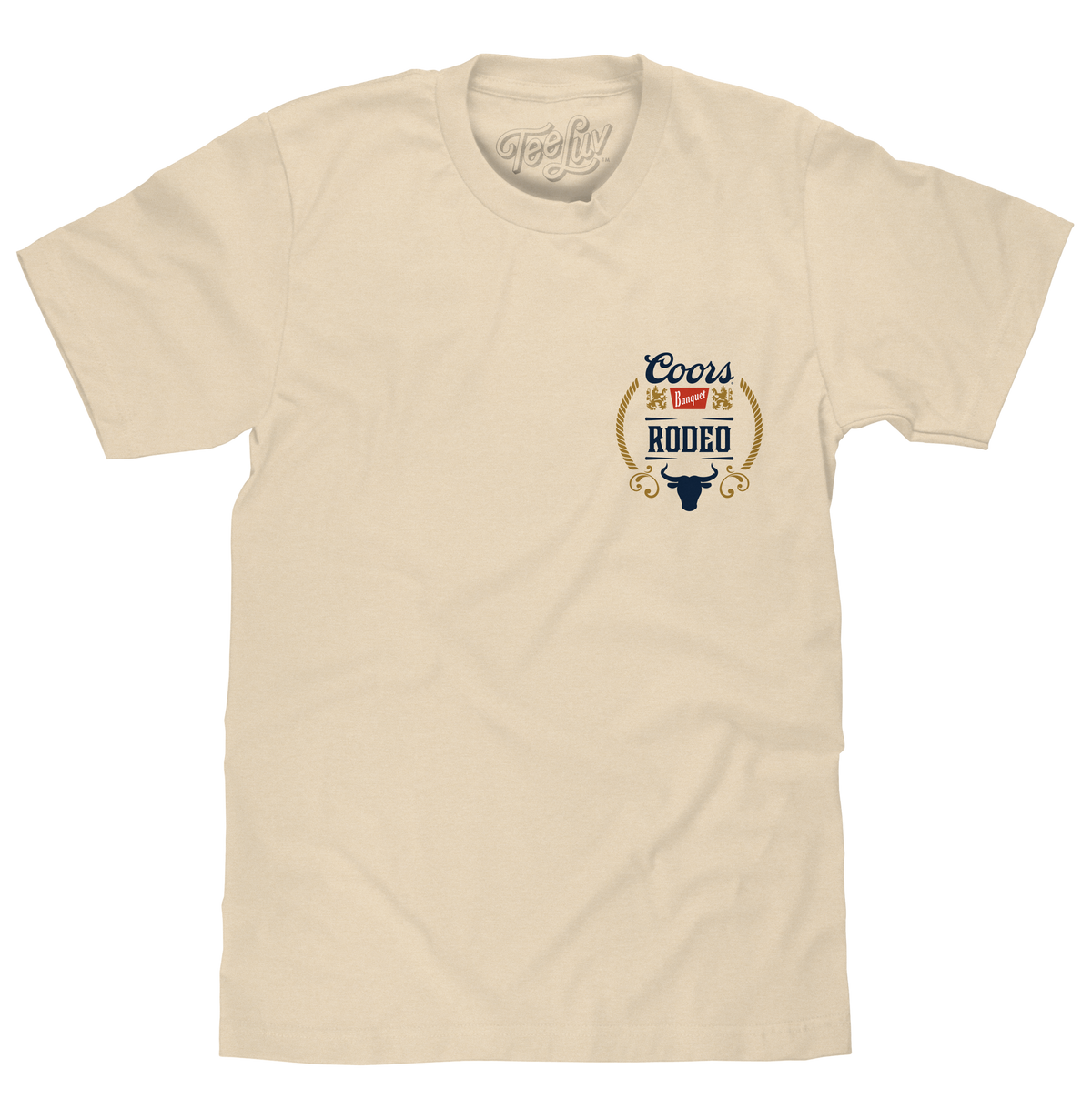 Coors Banquet Rodeo Bull Beer Front and Back T-Shirt - Cream - Tee Luv - Flyclothing LLC