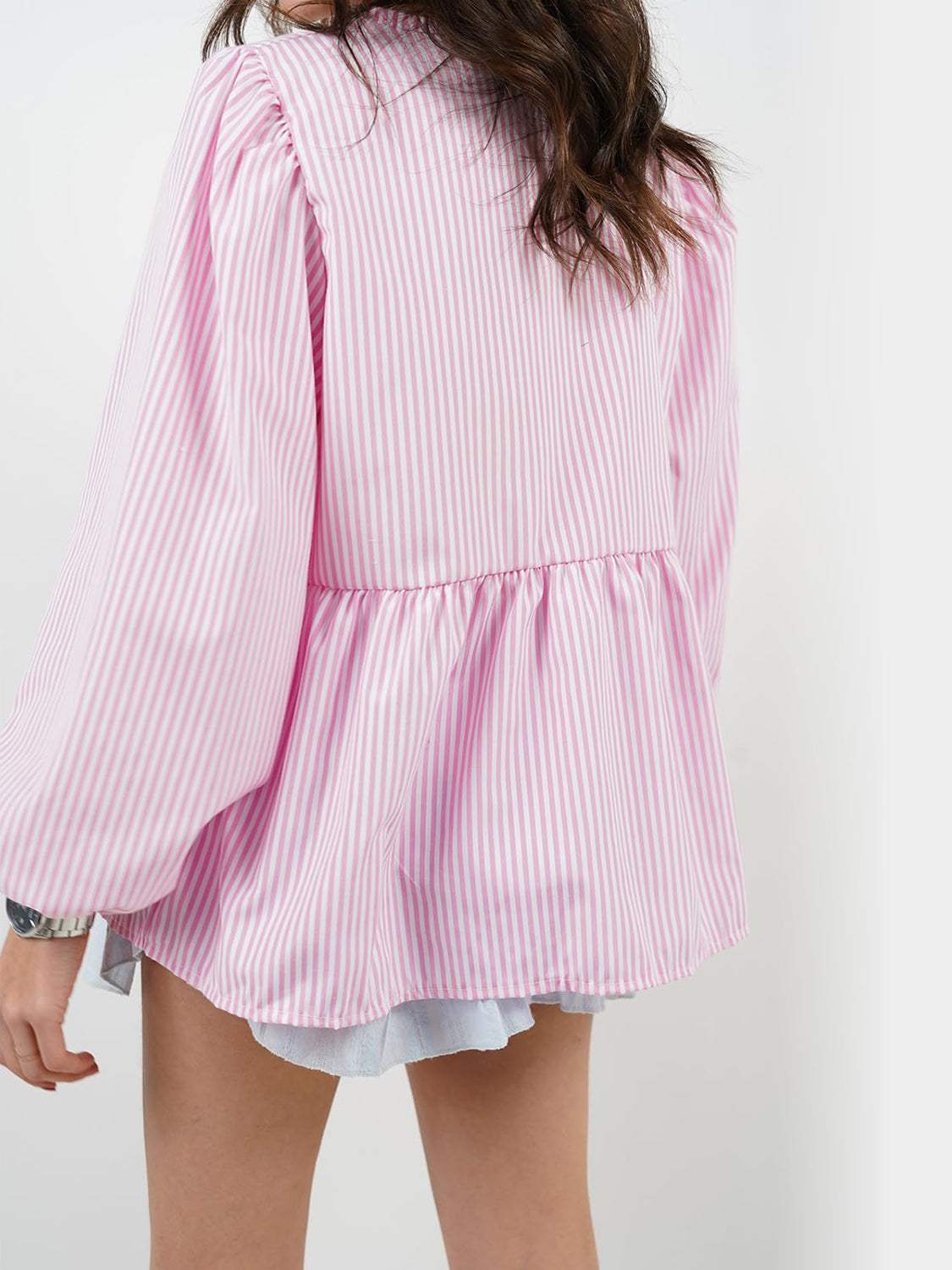 Tied Round Neck Long Sleeve Blouse - Trendsi - Flyclothing LLC