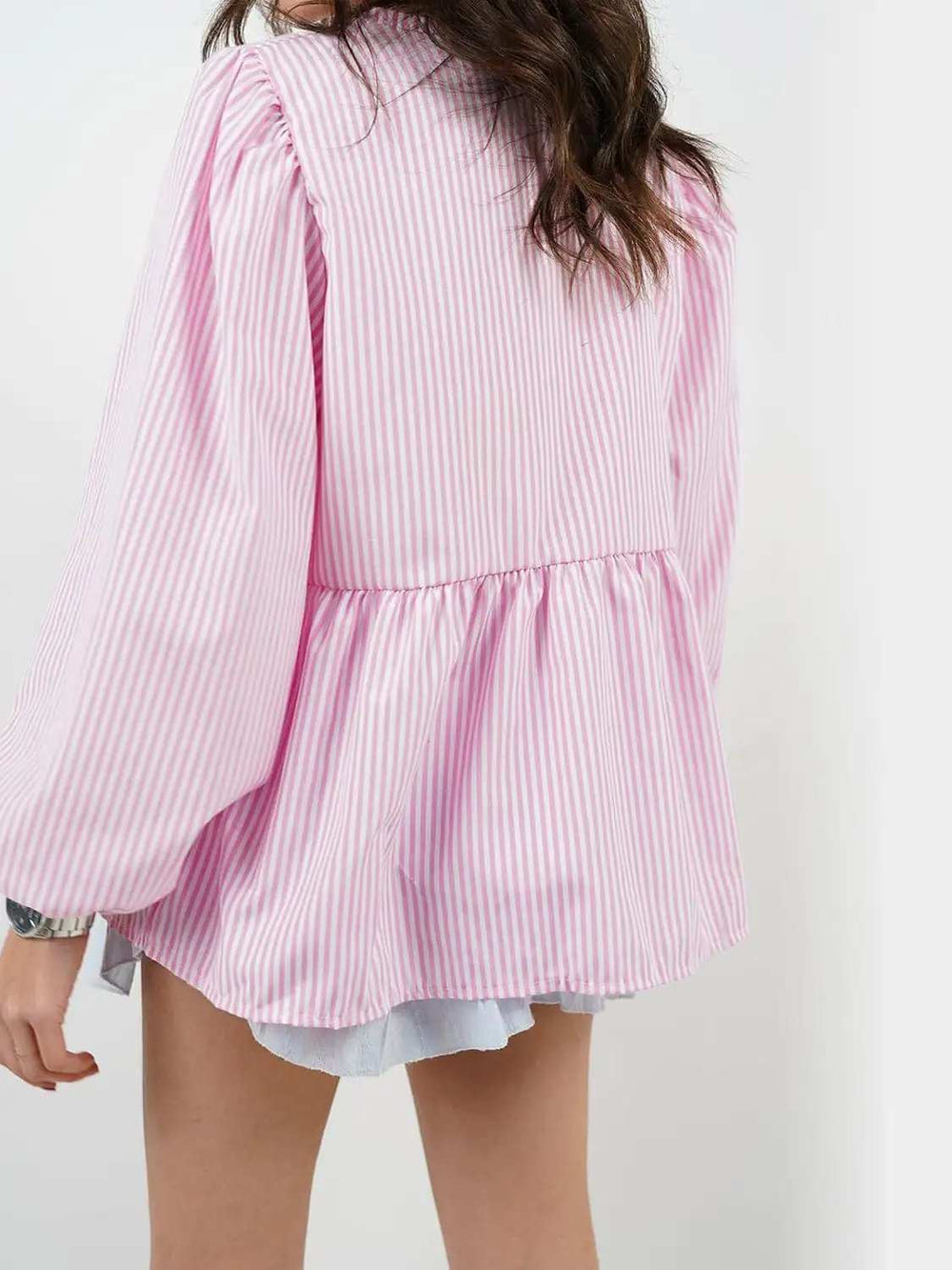 Tied Round Neck Long Sleeve Blouse - Trendsi - Flyclothing LLC