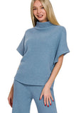 Zenana Sweater Mock Neck Top & Long Pants Set - Trendsi