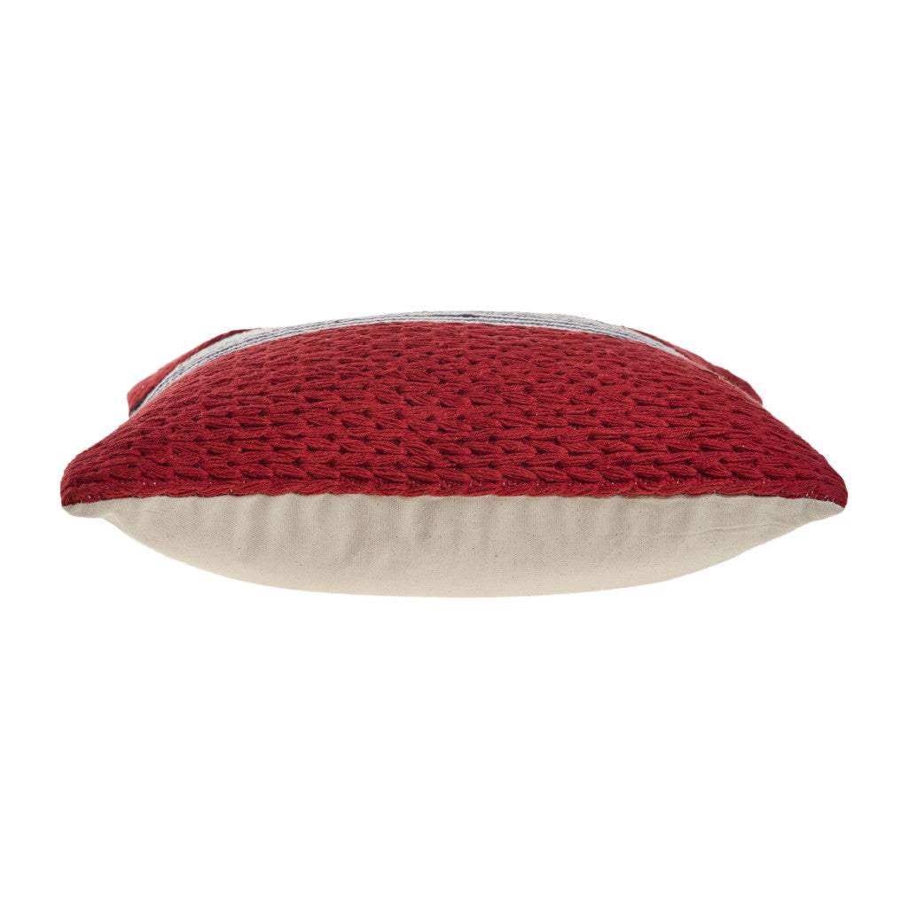 20" Red And Blue Striped Cotton Blend Throw Pillow Cover - HomeRoots - Flyclothing LLC