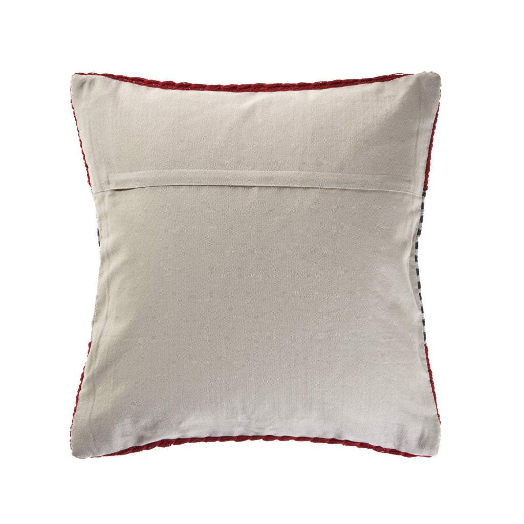 20" Red And Blue Striped Cotton Blend Throw Pillow Cover - HomeRoots - Flyclothing LLC